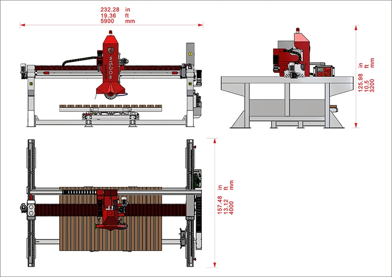 Wisdom Machinery Better Than Shengda 625 Granite Cutting Machine Bridge Saw for Granite Marble Cutter Full Size Miter Cutting in USA with 2 Years Warranty